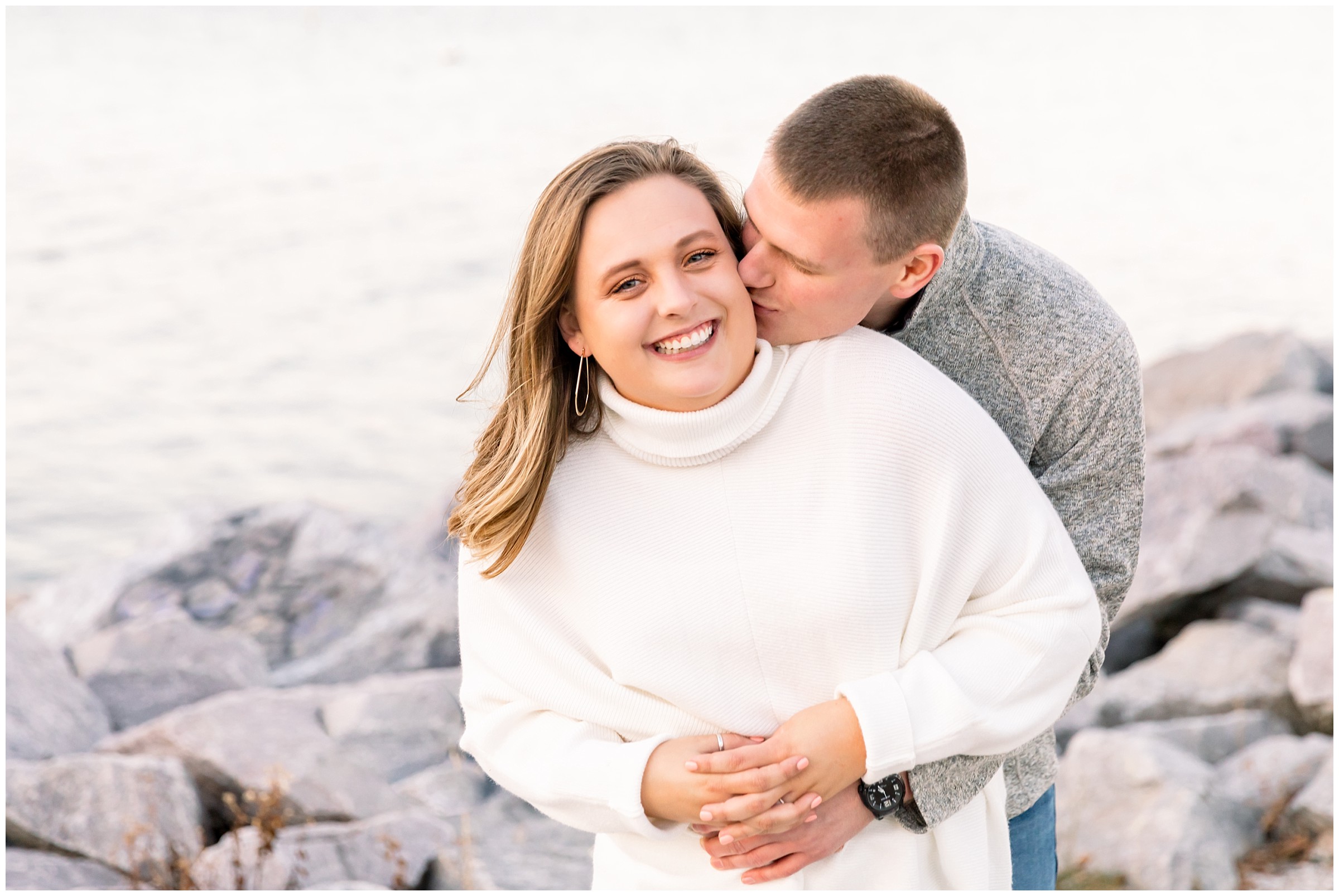 South shore Park engagement photo in Milwaukee